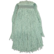 Genuine Joe Blended Yarn Mophead #24 - Stain Resistant, Durable, Narrow Headband, Cut Ends - Yarn - Green - 1 Each