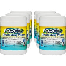 2XL FORCE2 Disinfecting Wipes 6.75" Length x 6" Width - Fast Acting, Non-toxic, Non-irritating, Pre-moistened, Alcohol-free, Phenol-free, Bleach-free, Ammonia-free - White - 220/Tub - 6 / Carton