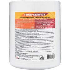 2XL No Rinse Foodservice Sanitizing Wipes 6" Width x 8" Length - White - 500 / Roll