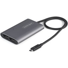 StarTech.com Thunderbolt 3 to Dual DisplayPort Adapter 1 x 24-pin Type C Thunderbolt 3 - Male - 2 x DisplayPort DisplayPort 1.4 Digital Audio/Video - Female - 7680 x 4320 Supported - Silver - 1 Each