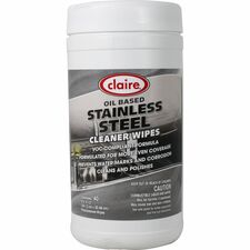 Claire Stainless Steel Wipe Ready-To-Use - Citrus Scent - 12" Length x 9.50" Width - Pre-moistened - Purple - 40/Tub - 1 Each