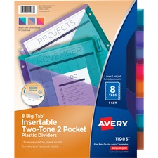 Avery® Big Tab Tab Divider 8 x Divider(s) - 8 - 8 Tab(s)/Set - 9.3" Divider Width x 11.25" Divider Length - Letter - 8.50" Width x 11" Length - 3 Hole Punched - Multicolor Plastic Divider - Multicolor Plastic Tab(s) - PVC-free, Hole-punched, Insertabl