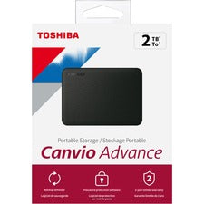 Toshiba Canvio Advance HDTCA20XK3AA 2 TB Portable Hard Drive - External - Black USB 3.0 - 1 Each