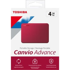 Toshiba Canvio Advance HDTCA40XR3CA 4 TB Portable Hard Drive - External - Red MAC Device Supported - USB 3.0 - 1 Each