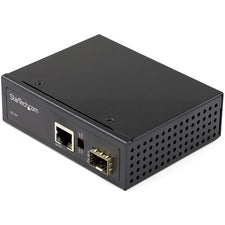 StarTech.com Transceiver/Media Converter 1 x Network (RJ-45) - Multi-mode, Single-mode - Gigabit Ethernet - 1000Base-T, 1000Base-X - 1 x Expansion Slots - SFP (mini-GBIC) - 1 x SFP Slots - Power Supply - DIN Rail Mountable, Wall Mountable