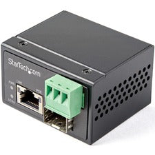 StarTech.com Transceiver/Media Converter Network (RJ-45) - 1x PoE (RJ-45) Ports - Multi-mode, Single-mode - Gigabit Ethernet - 1000Base-T, 1000Base-TX - 1 x Expansion Slots - SFP (mini-GBIC) - 1 x SFP Slots - PoE+ - DIN Rail Mountable, Wall Mountable