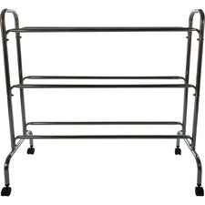 Champion Sports 12 Ball Powder-Coated Ball Cart 4 Casters - 41" Length x 17" Width x 41" Height - Silver - 1 Each