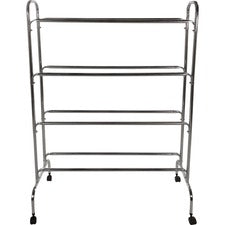 Champion Sports 16 Ball Powder-Coated Ball Cart 4 Casters - 41" Length x 17" Width x 53" Height - Silver - 1 Each