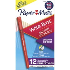 Paper Mate Write Bros. 1.0mm Ballpoint Pen 1 mm Medium Conical Pen Point - Red Ink - Red Barrel - 1 Dozen