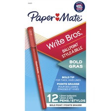 Paper Mate Write Bros. 1.2mm Ballpoint Pen 1.2 mm Bold Conical Pen Point - Red Ink - Red Barrel - 1 Dozen