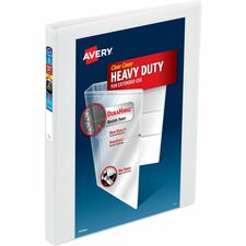 Avery® One Touch Heavy-Duty View Binder 1/2" Binder Capacity - Letter - 8 1/2" x 11" Sheet Size - 135 Sheet Capacity - 45/64" Spine Width - 135 x 0.50" Ring(s) - Fastener(s): Slant Ring - Pocket(s): 4, Internal - Polypropylene - White - Adhesive, Arch