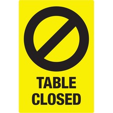 Avery® Surface Safe TABLE CLOSED Preprinted Decals Print/Message "Table Closed" - 4" Width x 6" Height - Rectangular Shape - Water Resistant, Pre-printed, Chemical Resistant, Abrasion Resistant, Tear Resistant, Durable, UV Resistant, Residue-free, Eas