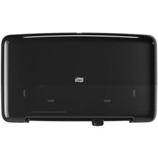 TORK Tork Twin Mini Jumbo Toilet Paper Roll Dispenser Black T2 Roll Dispenser - 2 x Roll - 10.1" Height x 17" Width x 5.7" Depth - Plastic - Black - See Through Window - 1 / Carton