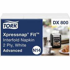 TORK Xpressnap Fit White Dispenser Napkin N14 2 Ply - Interfolded - 6.50" Width x 8.39" Length - White - Fiber - 120/Pack - 36 / Carton