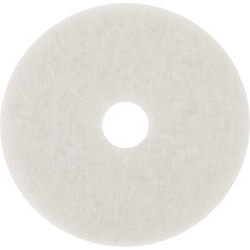 3M White Super Polish Pads Round27" Diameter x 1" Thickness - Polishing, Buffing, Scrubbing, Cleaning - Wood Floor - 175 rpm to 600 rpm Speed Supported - Scuff Mark Remover, Heel Mark Remover, Textured, Adhesive, Washable, Reusable - Polyester Fiber - Whi
