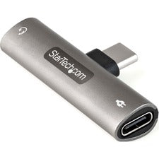 StarTech.com USB-C to 3.5mm Audio Adapter 1 x 24-pin USB Type C Powered USB Male - 1 x 24-pin USB Type C Powered USB Female, 1 x Mini-phone Audio Female - Silver - 1 Each