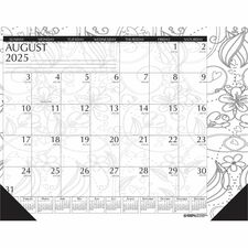 House of Doolittle Academic Doodle Monthly Desk Pad Calendar Academic - Julian Dates - Monthly - 12 Month - August 2025 to July 2026 - 1 Month Single Page Layout - 22" x 17" Sheet Size - 2.38" x 1.88" Block - Desk Pad - Black/White - Paper - 17" Height x