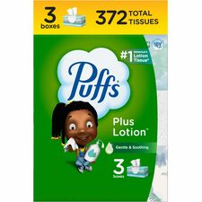 Puffs Plus Lotion Facial Tissue 2 Ply - 8.40" Length - WhiteBox - 124/Box - 3 / Pack