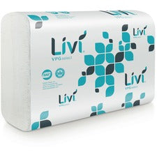Livi VPG Select Multifold Towel 1 Ply - Multifold - 9.06" Width x 9.45" Length - Emboss Pattern - White - Virgin Fiber - 250/Pack - 16 / Carton