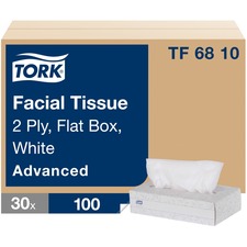 TORK Advanced Facial Tissue Flat Box White 2 Ply - 7.88" Width x 8.20" Length - White - Fiber - 100/Box - 100 / Box