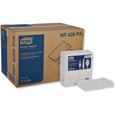 TORK White Soft Dinner Napkin - 1/8 Fold 2 Ply - Tall Fold - 16.75" Width x 15" Length - White - 100/Pack - 28 / Carton