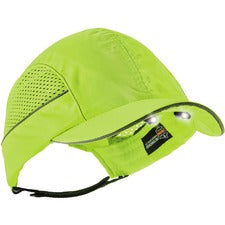 Ergodyne 8960 Bump Cap Hat with LED Light Recommended for: Industrial, Mechanic, Factory, Home, Baggage Handling - Bump, Scrape, Head Protection - Lime - Comfortable, Impact Resistant, Washable, Removable, Lightweight, Reflective, Durable, Breathable, Bui