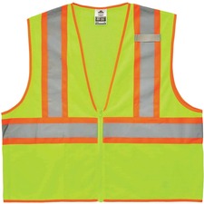 Ergodyne 8229Z Economy Two-Tone Vest Recommended for: Construction, Emergency, Warehouse, Baggage Handling - Extra Small - Zipper Closure - Polyester Mesh, Mesh Fabric - Orange - Reflective, Pocket - 1 Each