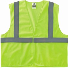 Ergodyne 8205HL Super Econo Mesh Vest Recommended for: Construction, Emergency, Warehouse, Baggage Handling - Extra Small - Hook & Loop Closure - Polyester Mesh, Mesh Fabric - Lime - Lightweight, High Visibility, Reflective - 1 Each