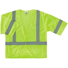 Ergodyne 8310HL Type R C-3 Economy Vest Recommended for: Construction, Emergency, Utility, Baggage Handling, Flagger - 4-Xtra Large/5-Xtra Large - Hook & Loop Closure - Polyester Mesh, Mesh Fabric - Lime, Silver - Lightweight, High Visibility, Reflective,