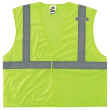 Ergodyne 8210HL Mesh Hi-Vis Safety Vest Recommended for: Utility, Construction, Baggage Handling, Emergency, Warehouse - Extra Small - Hook & Loop Closure - Polyester Mesh, Mesh Fabric - Lime - Reflective, Pocket, Breathable, Lightweight, High Visibility,