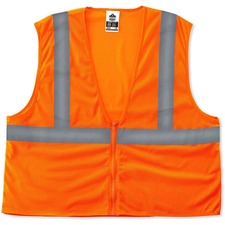 Ergodyne 8210Z Type R Economy Mesh Vest Recommended for: Utility, Construction, Baggage Handling, Emergency, Warehouse - 4-Xtra Large/5-Xtra Large - Zipper Closure - Polyester Mesh, Mesh Fabric - Lime - Reflective, Breathable, Lightweight, High Visibility