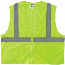Ergodyne Type R C2 Super Econo Mesh Vest Recommended for: Utility, Construction, Baggage Handling, Emergency, Warehouse - Large/Extra Large - Zipper Closure - Polyester Mesh, Mesh Fabric - Lime - Reflective, Breathable, Lightweight, High Visibility, Machi