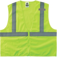 Ergodyne 8210Z Type R Economy Mesh Vest Recommended for: Utility, Construction, Baggage Handling, Emergency, Warehouse - 4-Xtra Large/5-Xtra Large - Zipper Closure - Polyester Mesh, Mesh Fabric - Lime - Reflective, Pocket, Breathable, Lightweight, High Vi