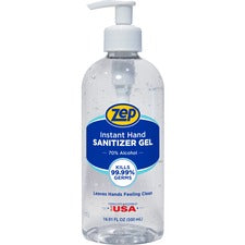 Zep Hand Sanitizer Gel Clean Scent - 16.91 fl oz - Pump Bottle Dispenser - Kill Germs - Hand - Clear - Residue-free - 1 Each