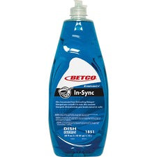 Betco Simplicity In-Sync Dishwashing Liquid Concentrate - 38 fl oz (1.2 quart) - Fresh Ozonic Scent - Film-free, Rinse-free, Streak-free - Blue Bottle - 1 Each