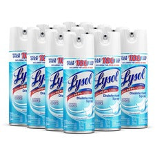 Lysol Crisp Linen Disinfectant Spray 12.50 oz (0.78 lb) - Crisp Linen Scent - Clear - 12 / Carton