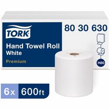 TORK Paper Hand Towel Roll White H80 1 Ply - 720 Sheets/Roll - 7.80" Roll Diameter - 1 15/16" Core - White - Fiber - 6 / Carton