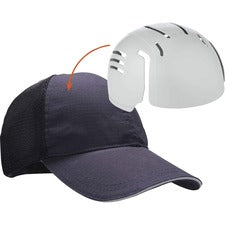 Ergodyne Standard Baseball Cap with Insert Recommended for: Head, Baggage Handling, Manufacturing, Maintenance, Warehouse, Distribution, Equipment, Machinery, Mechanic, Electrical, HVAC, ... - One Size - Head, Impact, Bump, Scrape Protection - Hook & Loop