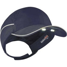 Ergodyne 8965 Long Brim Cap with LED Light Recommended for: Mechanic, Baggage Handling, Factory, Home, Industrial - Bump, Scrape, Head Protection - Nylon, Nylon - Navy - Lightweight, LED Light, Comfortable, Impact Resistant, Breathable, Ventilation, Remov