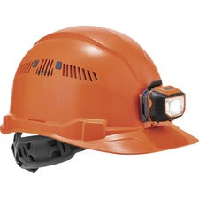 Ergodyne 8972LED Cap-Style Hard Hat Recommended for: Construction, Utility, Oil & Gas, Construction, Forestry, Mining, General Purpose - Moisture, Odor, Sun, Rain, Eye, Overhead Falling Objects, Head Protection - Orange - Vented, Comfortable, LED Light, H