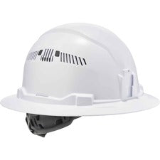 Ergodyne 8973 Class C Full Brim Hard Hat Recommended for: Construction, Utility, Oil & Gas, Construction, Forestry, Mining, General Purpose - Moisture, Odor, Sun, Rain, Eye, Overhead Falling Objects, Head, Neck Protection - White - Comfortable, LED Light,