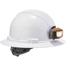Ergodyne 8971LED Full Brim Hard Hat Recommended for: Construction, Utility, Oil & Gas, Construction, Forestry, Mining, General Purpose - Moisture, Odor, Sun, Eye, Overhead Falling Objects, Head, Rain, Neck Protection - White - Comfortable, Heavy Duty, Lig