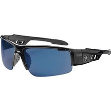 Ergodyne Dagr Blue Mirror Safety Glasses Recommended for: Sport, Shooting, Boating, Hunting, Fishing, Skiing, Construction, Landscaping, Carpentry - UVA, UVB, UVC, Debris, Dust Protection - Blue Mirror Lens - Black Frame - Scratch Resistant, Durable, Non-