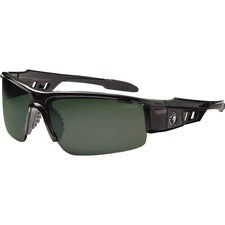 Ergodyne Dagr PZ G15 Lens Safety Glasses Recommended for: Sport, Shooting, Boating, Hunting, Fishing, Skiing, Construction, Landscaping, Carpentry - UVA, UVB, UVC, Debris, Dust Protection - Black Frame - Scratch Resistant, Durable, Non-slip, Sweat Resista