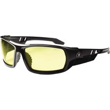 Ergodyne Odin Yellow Lens Safety Glasses Recommended for: Sport, Shooting, Boating, Hunting, Fishing, Skiing, Construction, Landscaping, Carpentry - UVA, UVB, UVC, Debris, Dust Protection - Yellow Lens - Black Frame - Scratch Resistant, Durable, Non-slip,