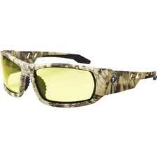 Ergodyne Odin Yellow Lens Safety Glasses Recommended for: Sport, Shooting, Boating, Hunting, Fishing, Skiing, Construction, Landscaping, Carpentry - UVA, UVB, UVC, Debris, Dust Protection - Yellow Lens - Kryptek Highlander Frame - Scratch Resistant, Durab