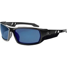 Ergodyne Odin Mirror Lens Safety Glasses Recommended for: Sport, Shooting, Boating, Hunting, Fishing, Skiing, Construction, Landscaping, Carpentry - UVA, UVB, UVC, Debris, Dust Protection - Blue Mirror Lens - Black Frame - Scratch Resistant, Durable, Non-