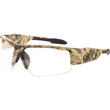 Ergodyne Dagr Clear Lens Safety Glasses Recommended for: Sport, Shooting, Boating, Hunting, Fishing, Skiing, Construction, Landscaping, Carpentry, Shower - UVA, UVB, UVC, Debris, Dust Protection - Clear Lens - Kryptek Highlander Frame - Scratch Resistant,
