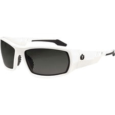 Ergodyne Polarized Smoke Safety Glasses Recommended for: Sport, Shooting, Boating, Hunting, Fishing, Skiing, Construction, Landscaping, Carpentry - UVA, UVB, UVC, Debris, Dust Protection - Smoke Lens - White Frame - Scratch Resistant, Durable, Non-slip, S