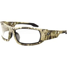 Ergodyne Odin Clear Lens Safety Glasses Recommended for: Sport, Shooting, Boating, Hunting, Fishing, Skiing, Construction, Landscaping, Carpentry - UVA, UVB, UVC, Debris, Dust Protection - Clear Lens - Kryptek Highlander Frame - Scratch Resistant, Durable